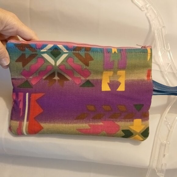 New Western theme Faux leather Clutch Wristlet Teal Pink wallet envelope bag - Picture 5 of 7